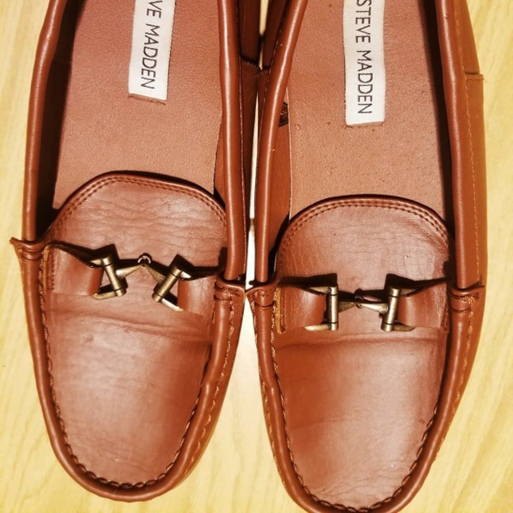 Women's Cognac Leather Loafers Size 8